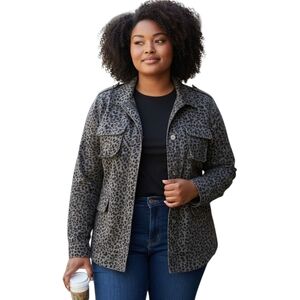 Vigoss Charcoal Leopard Print Jacket Sz.L EUC.